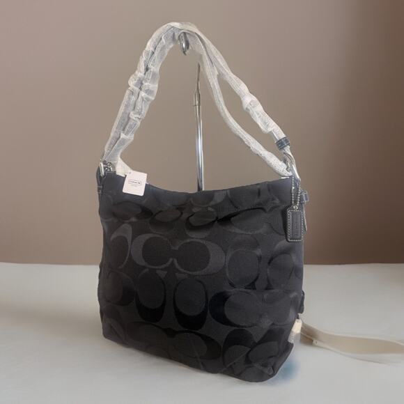 NWT Coach F15067 24CM Signature Duffle Black/Black Canvas Tote - Picture 4 of 12